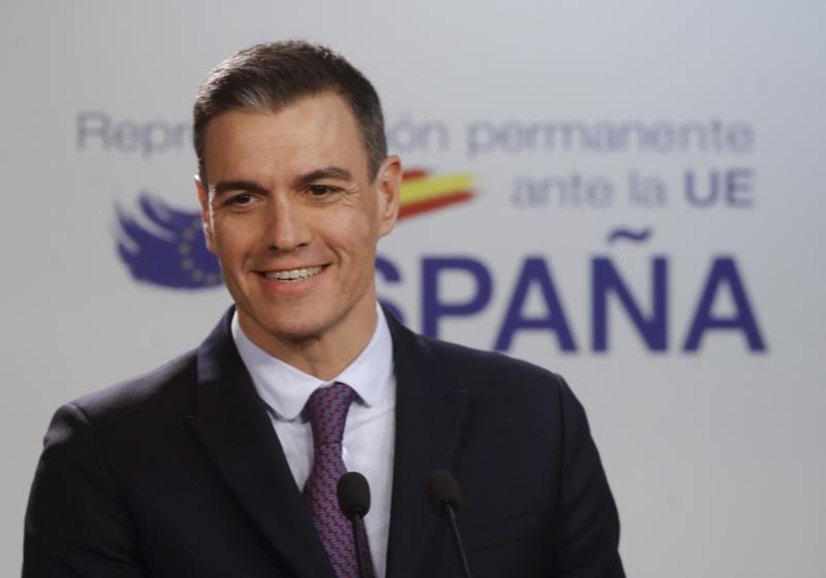 Pedro Sánchez, ayer, en Bruselas