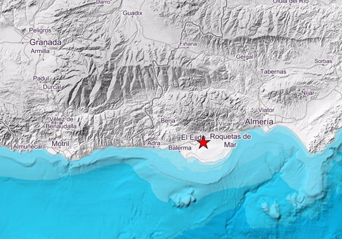 Epicentro del terremoto registrado esta mañana en Almería