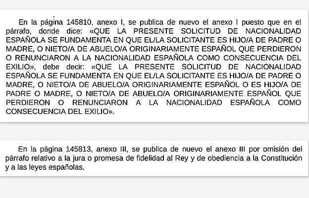 Correcciones publicadas en el BOE