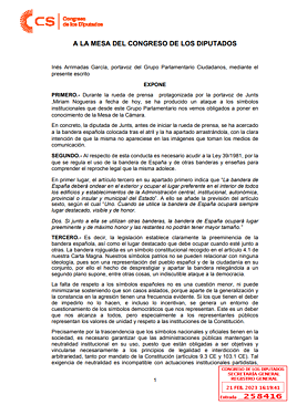 Imagen - Escrito presentado por CS ante la Mesa del Congreso