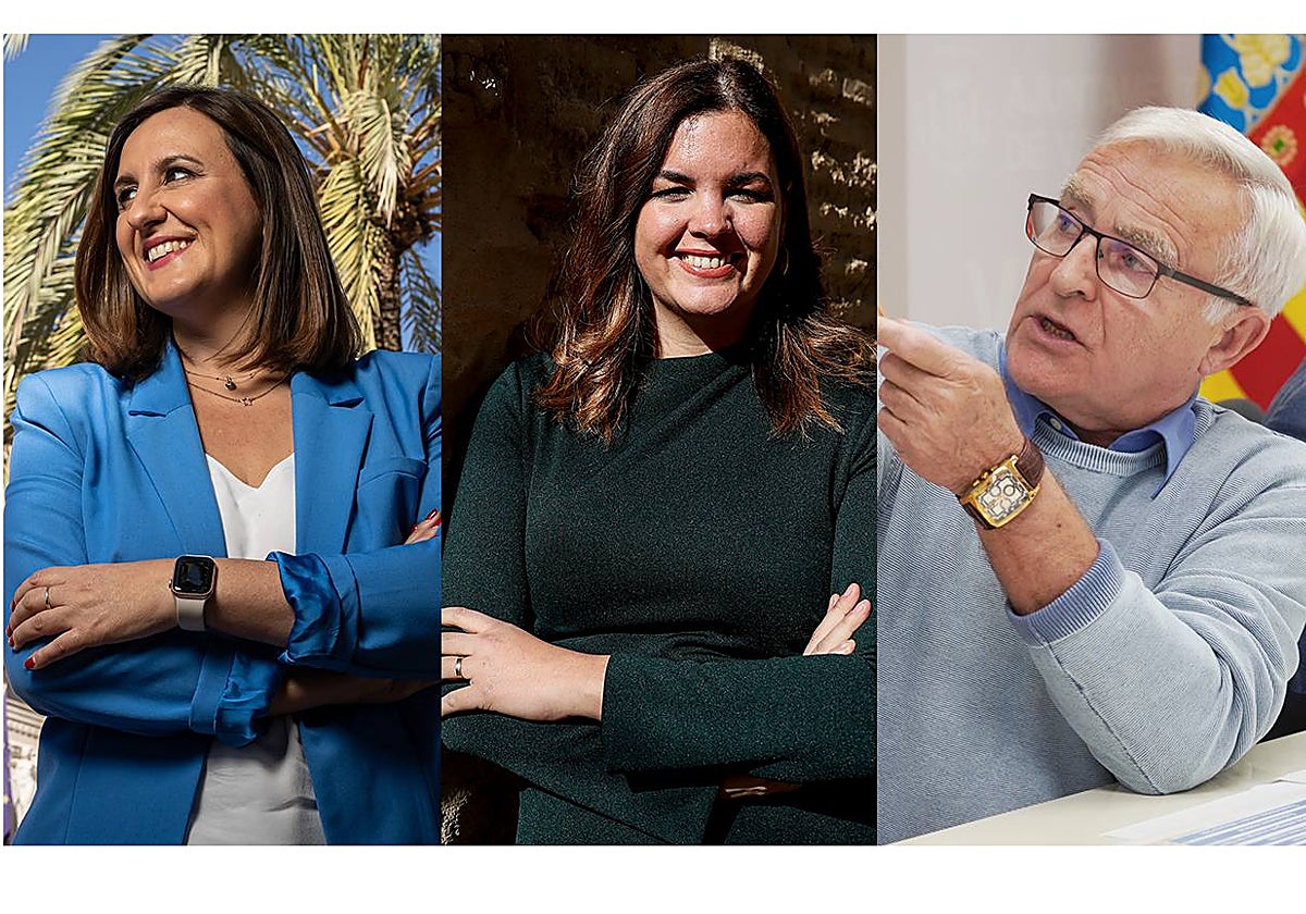 María José Catalá (PP), Sandra Gómez (PSPV-PSOE) y Joan Ribó (Compromís)
