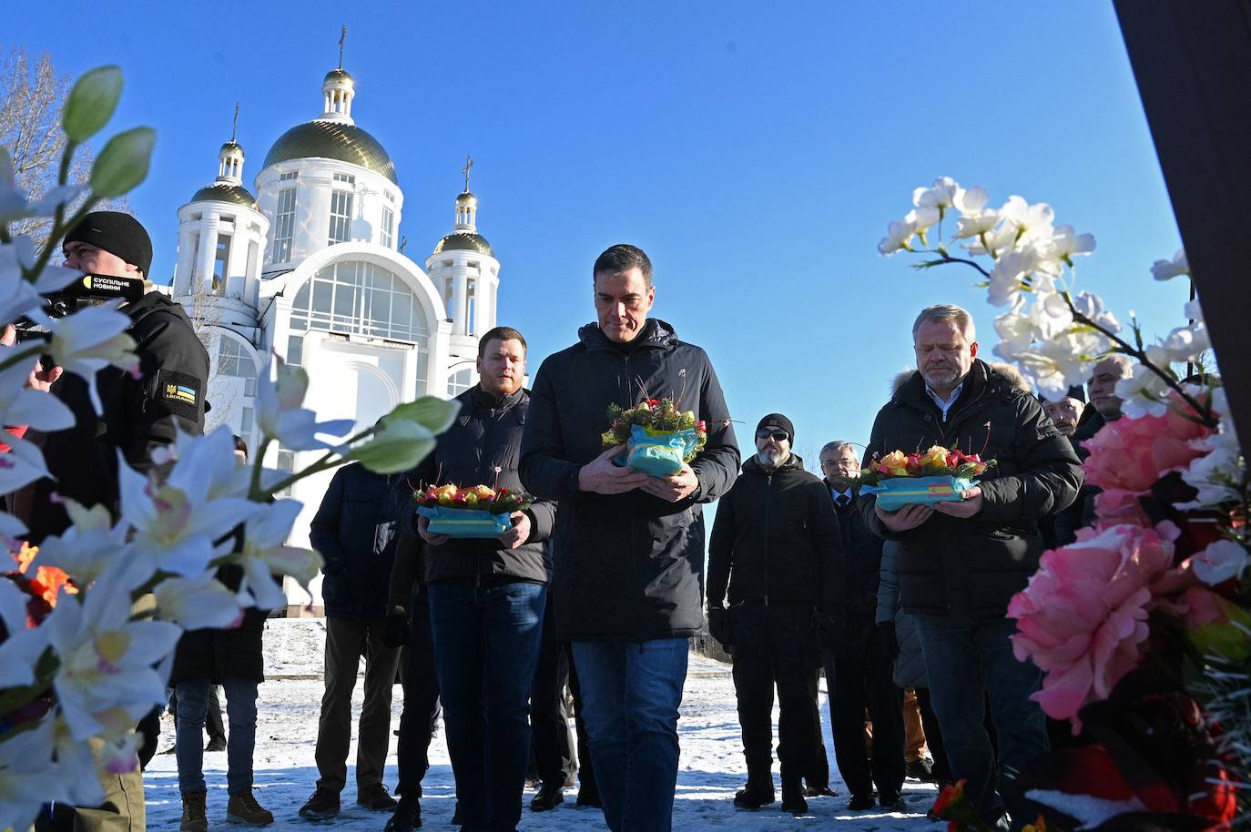 La visita de Pedro Sánchez a Kiev, en imágenes