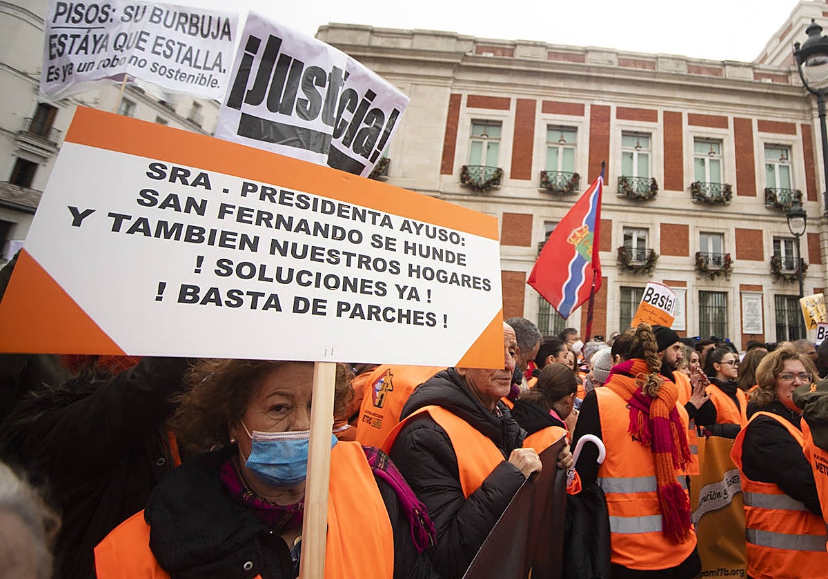 Los afectados, en una protesta en la Puerta del Sol