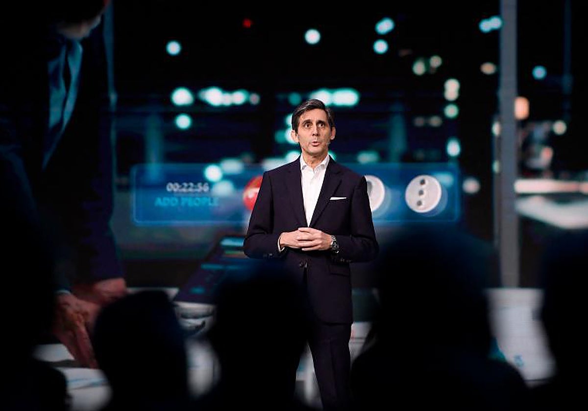 El CEO de Telefónica, Jose Maria Alvarez-Pallete, durante la inauguración del MWC
