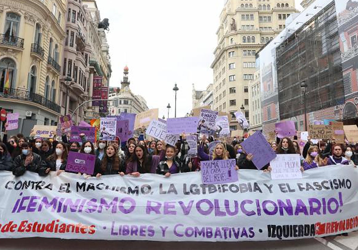 Manifestación estudiantil por el 8-M, el año pasado en el centro de la capital