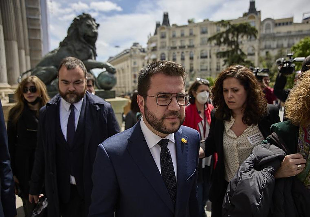Pere Aragonès, presidente catalán, a las puertas del Congreso