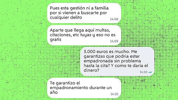 Recreación de la conversación para empadronarse en Madrid de manera fraudulenta