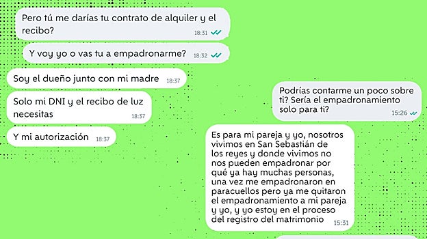 Conversaciones para llevar a cabo los empadronamientos en Madrid y San Sebastián de los Reyes