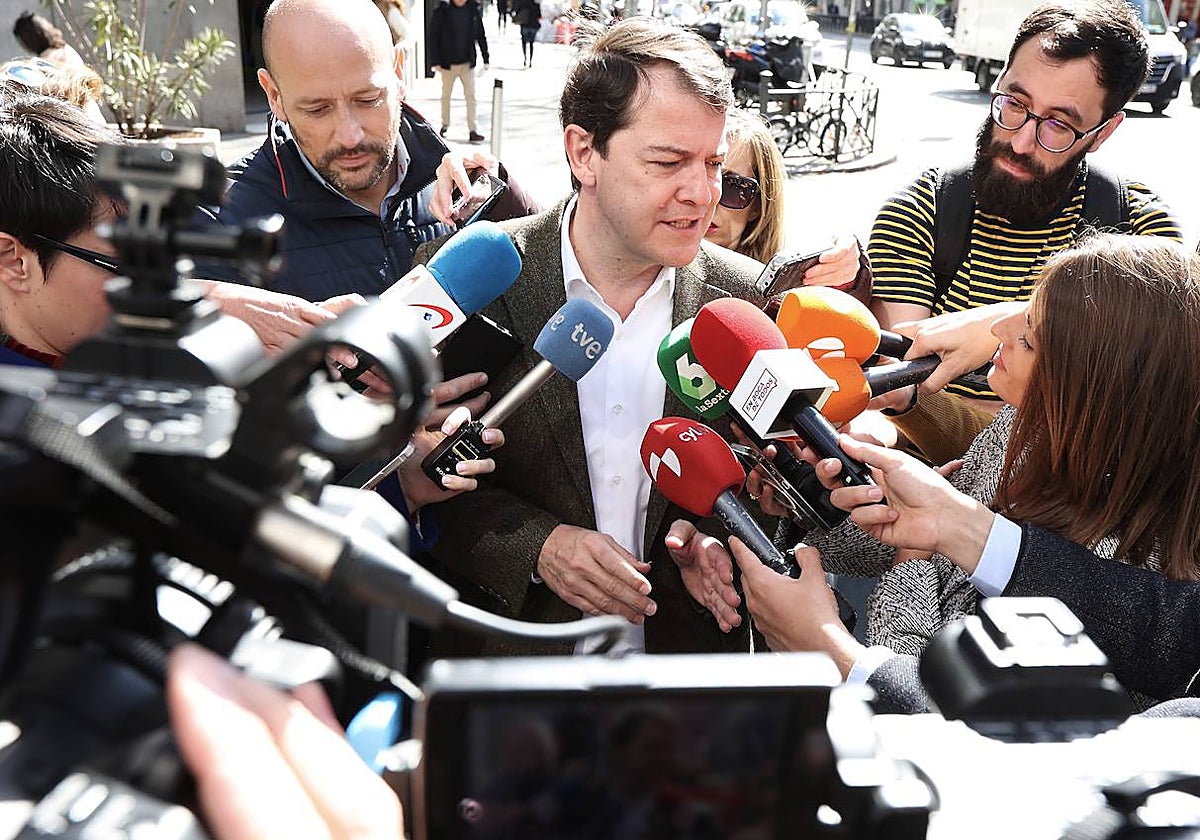 El presidente del PP de Castilla y León, Alfonso Fernández Mañueco, el pasado lunes en Madrid, donde acudió al Comité Ejecutivo Nacional del PP