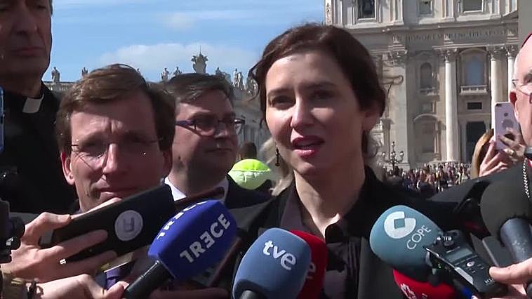Ayuso suscribe las palabras del Papa Francisco: "Hay que gobernar en base a principios"