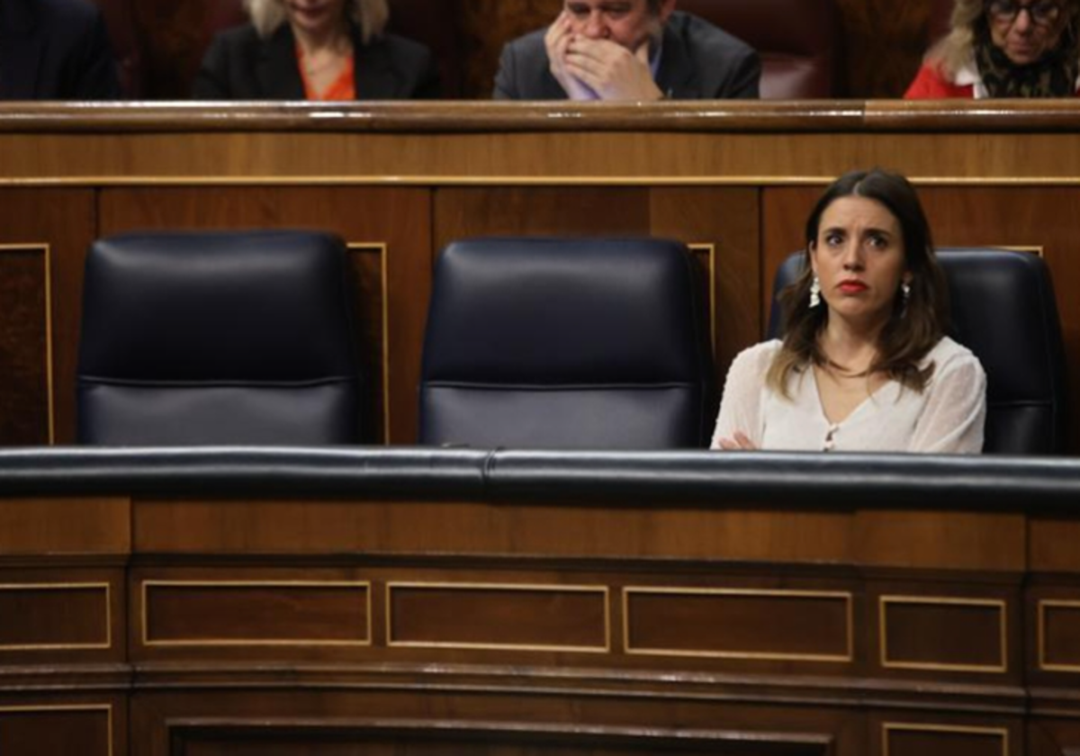 La ministra Irene Montero en la bancada del Congreso en foto de archivo