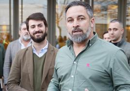 Santiago Abascal, este viernes en Valladolid, junto al vicepresidente de la Junta, Juan García-Gallardo