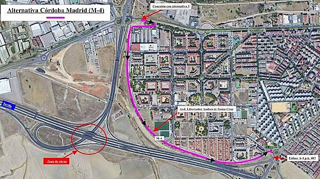Éstas son las nueve alternativas para el corte de tráfico en los enlaces entre la Ronda Oeste de Córdoba y la A-4 desde este sábado
