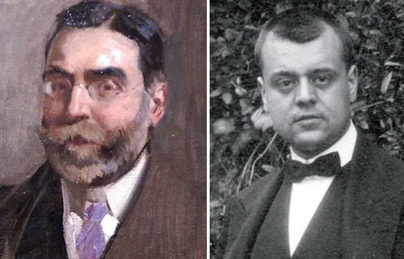 A la izquierda, el marqués de la Vega-Inclán retratado por Sorolla. A la derecha, el periodista Santiago Camarasa