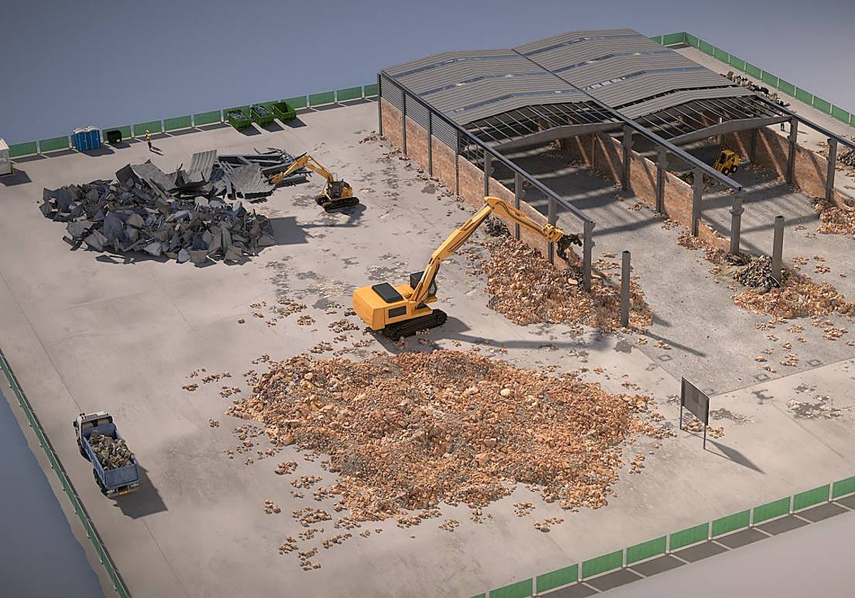 Recreación de la futura planta de tratamiento de residuos materiales que se reusarán en Madrid Nuevo Norte