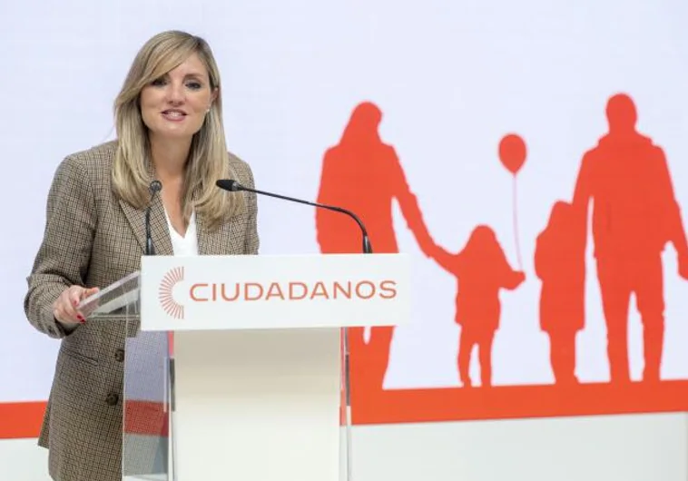 La portavoz nacional de CS, Patricia Guasp, explica las líneas estratégicas del partido en una rueda de prensa