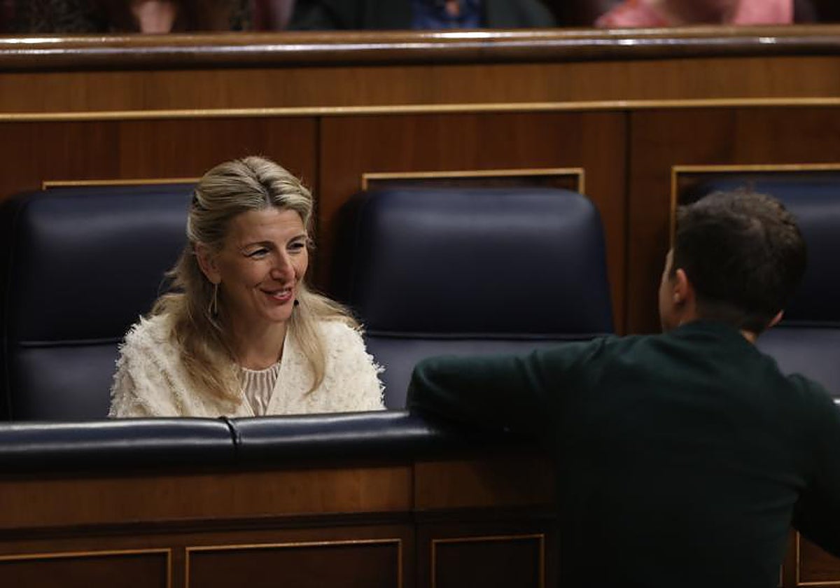 Imagen de la vicepresidenta segunda del Gobierno, Yolanda Díaz, en el Congreso de los Diputados