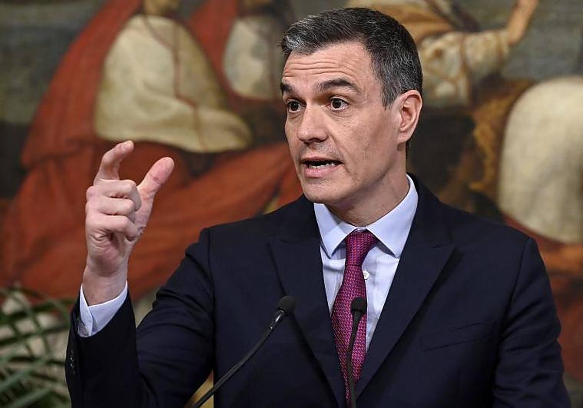 El presidente del Gobierno, Pedro Sánchez, durante una comparecencia