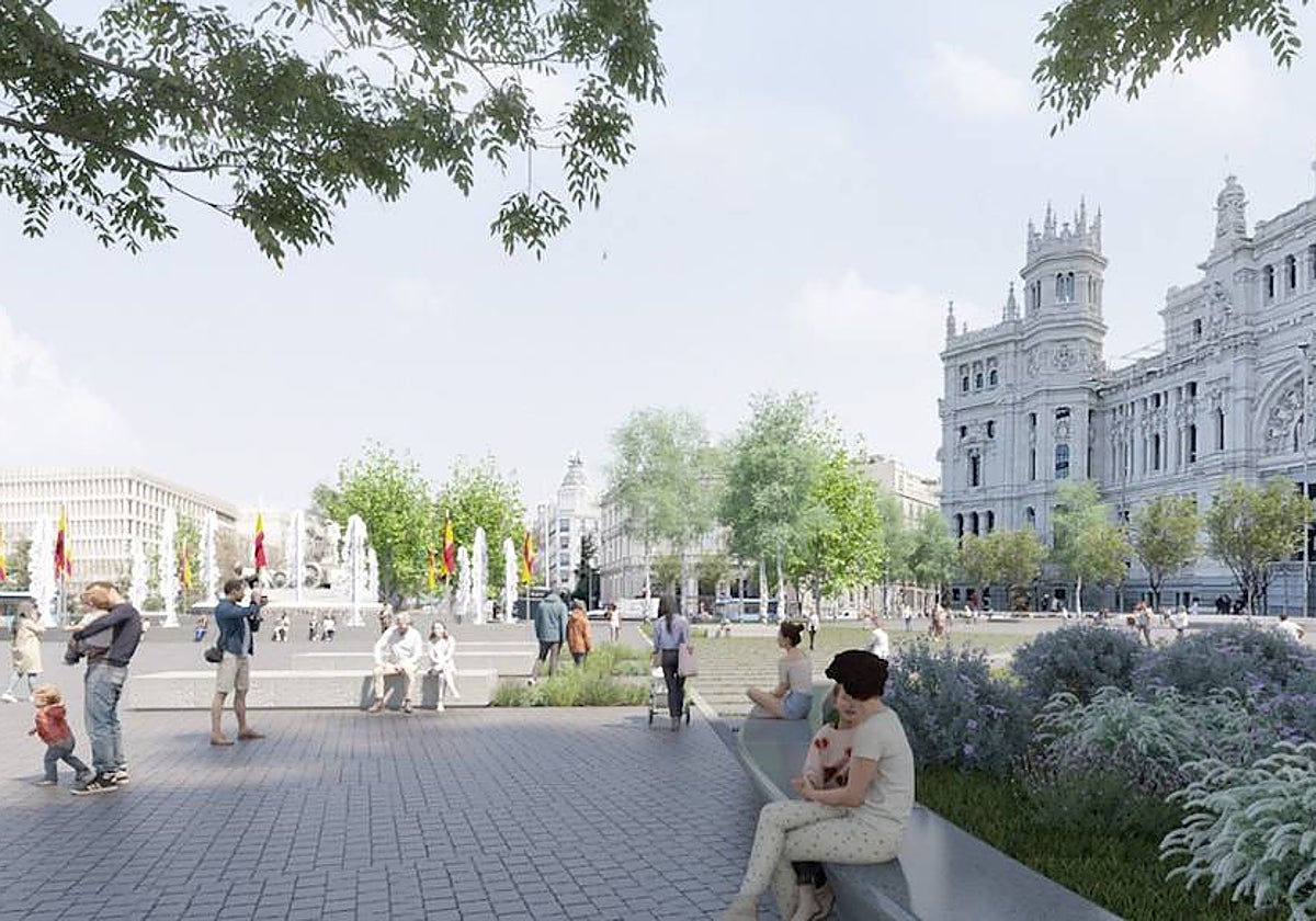 Recreación del futuro paseo del Prado con la propuesta de PSOE