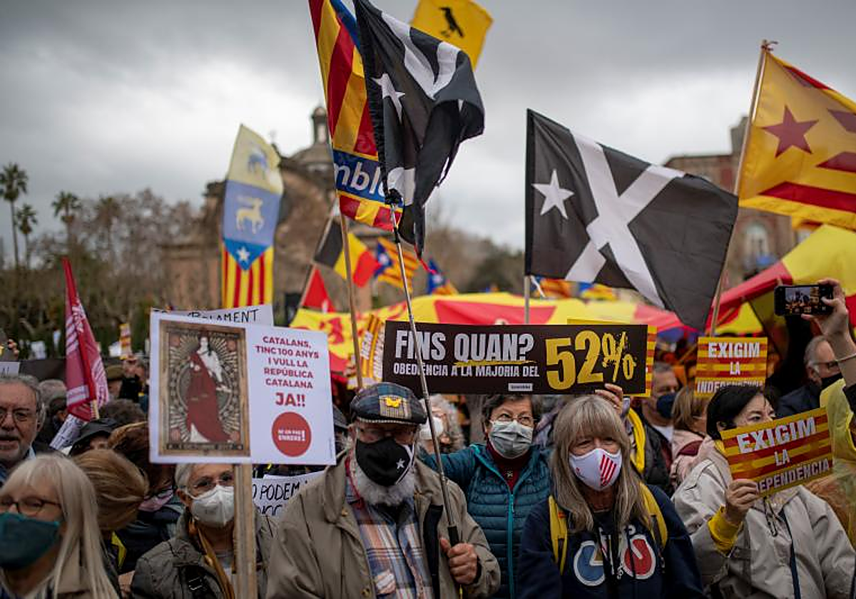 Manifestación de la ANC en febrero de 2022 para exigir una cambio de estrategia de los partidos independentistas
