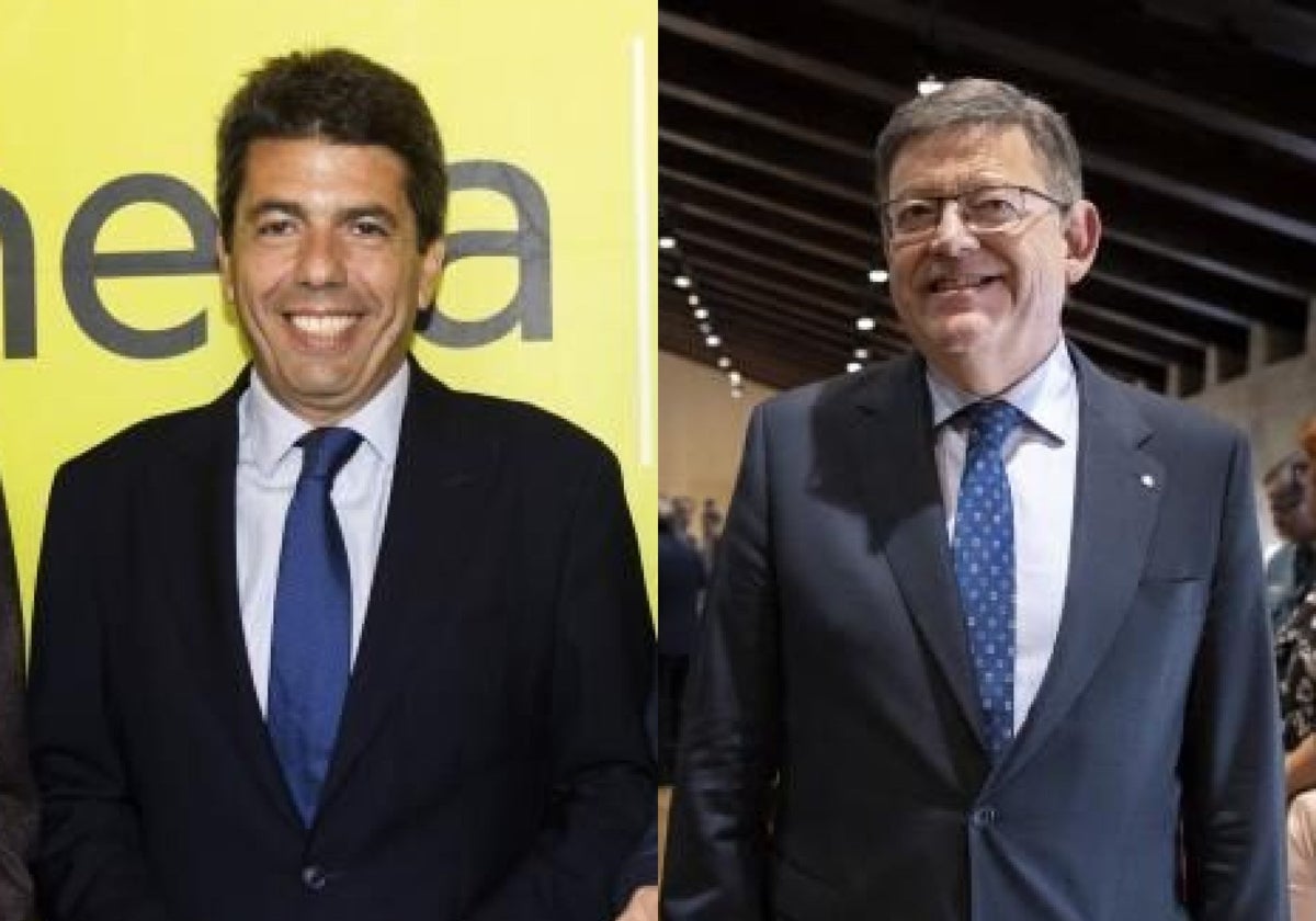 Los candidatos del PPCV y el PSPV en las elecciones autonómicas de la Generalitat Valenciana, Carlos Mazón y Ximo Puig, respectivamente