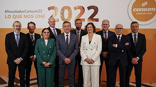 Imagen del equipo directivo de Consum en la presentación de resultado de 2022