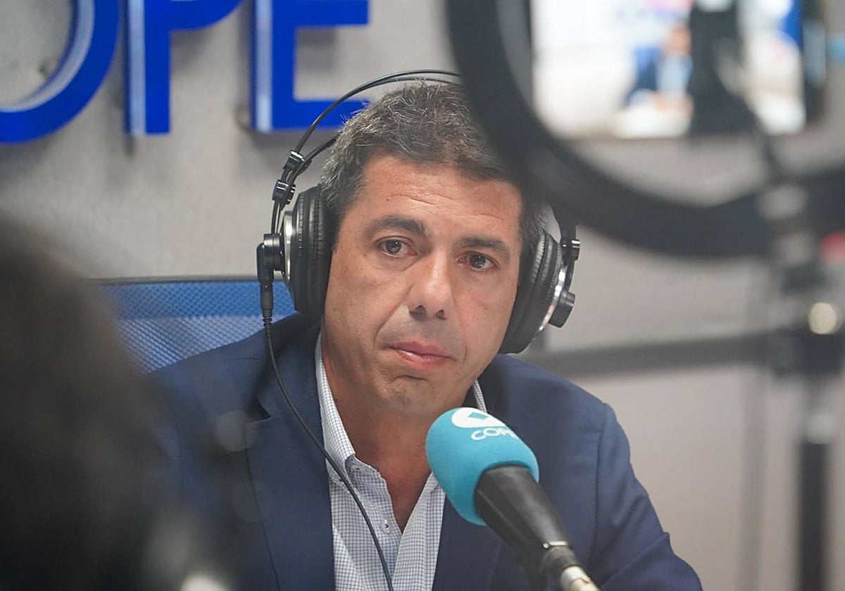 Imagen de Carlos Mazón durante la entrevista en Herrera en Cope