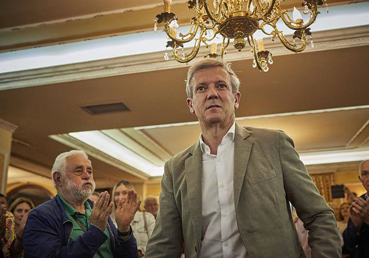 El líder del PPdeG, Alfonso Rueda, este jueves en Pereiro de Aguiar