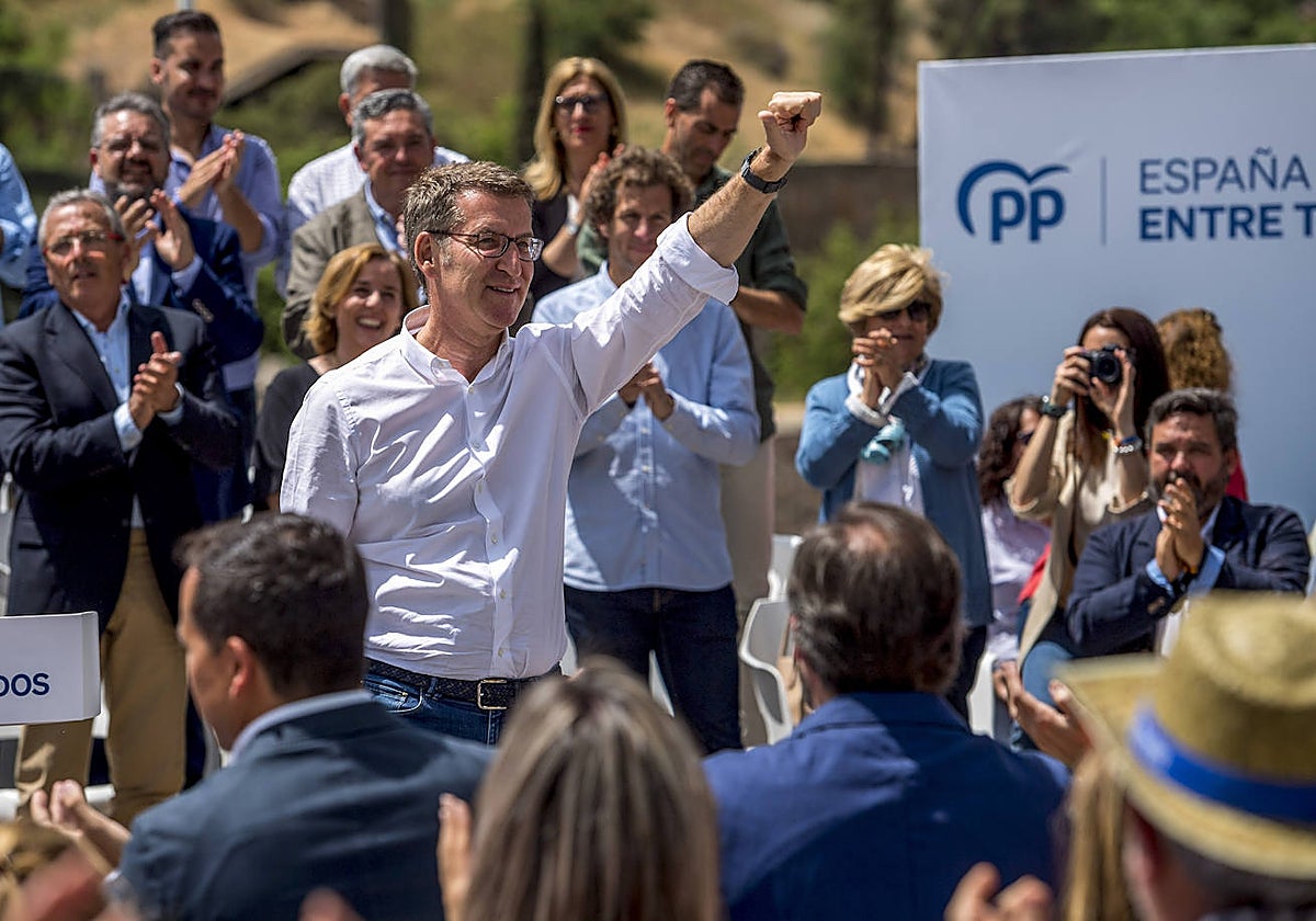 Feijoo, durante el mítin ofrecido este viernes en Toledo para arropar a Paco Núñez