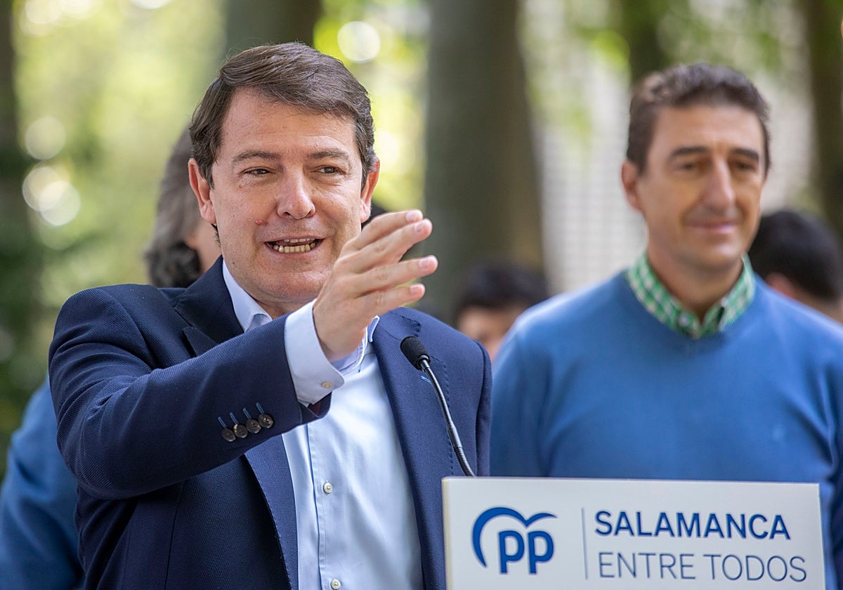 Mañueco, este martes en Béjar (Salamanca) en un acto de partido