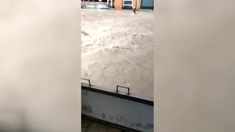 Las intensas lluvias en Molina de Aragón causan importantes riadas en la localidad