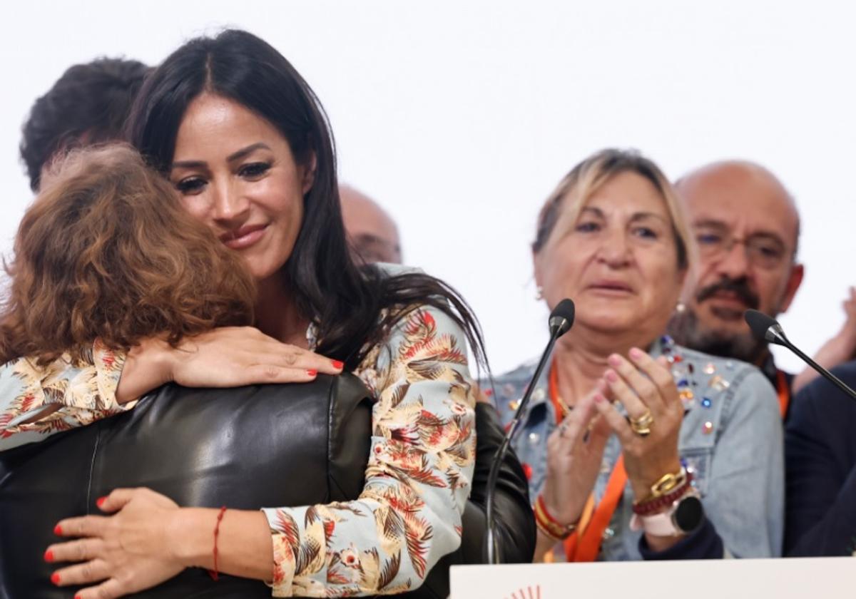 Begoña Villacís, anoche durante su intervención tras conocerse los resultados.