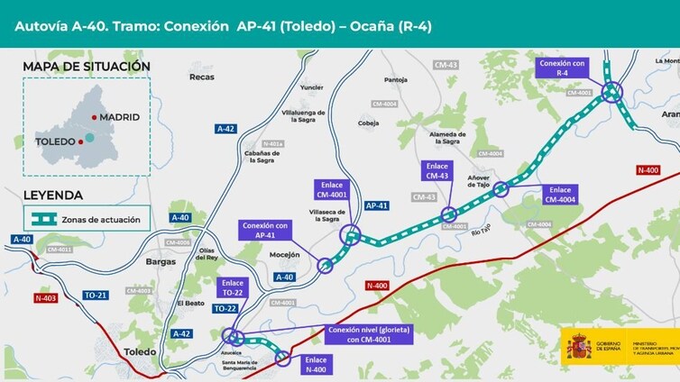 El Mitma aprueba el estudio informativo para  el tramo de la autovía A-40 entre Toledo y Ocaña