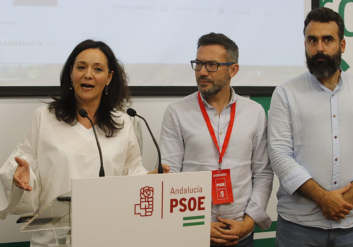 La secretaria general del PSOE, Rafaela Crespín, este domingo tras conocer el resultado