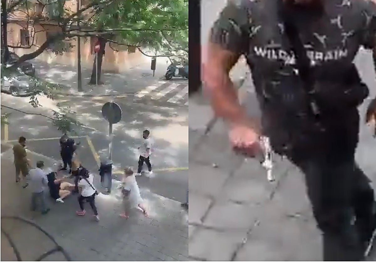 Capturas del vídeo de la pelea entre dos clanes con pistolas y cuchillos en Valencia