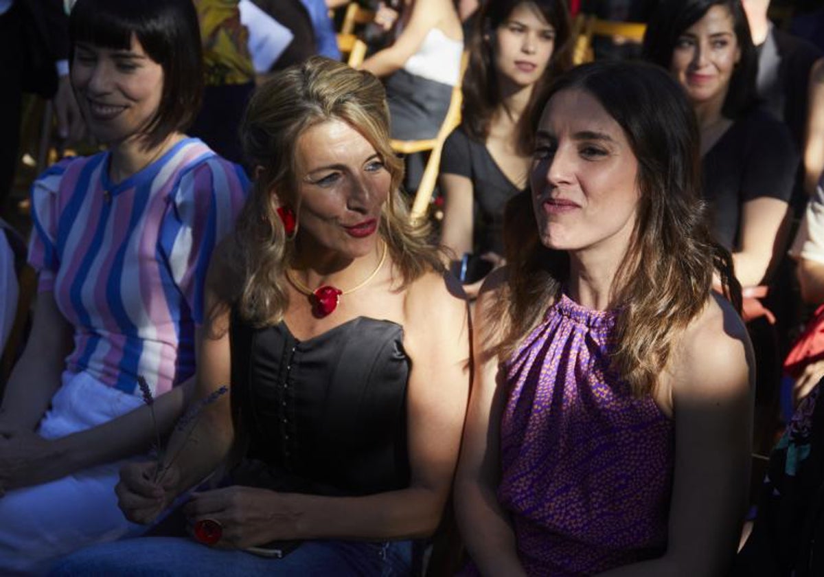 Yolanda Díaz e Irene Montero durante un acto en la Residencia de Estudiantes en junio de 2022