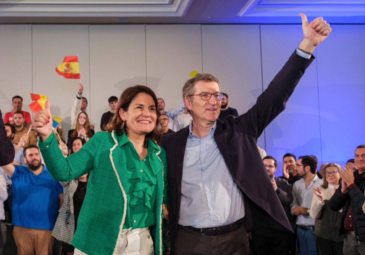 Jimena Delgado y Alberto Núñez Feijóo en un acto de partido