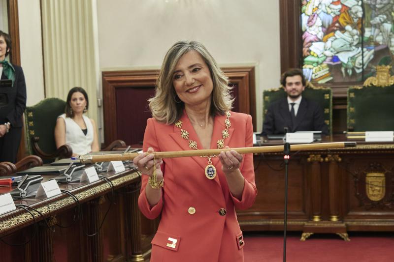Cristina Ibarrola de UPN despues de ser proclamda Alcaldesa de Pamplona
