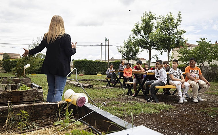 Imagen principal - En el colegio Gumersindo Azcárate conviven alumnos de doce nacionalidades. El galardón concedido por la Fundación Princesa de Girona reconoce el «uso humanístico» de las nuevas tecnologías. En el centro, además de tablets o un robot, también cultivan un huerto entre todos
