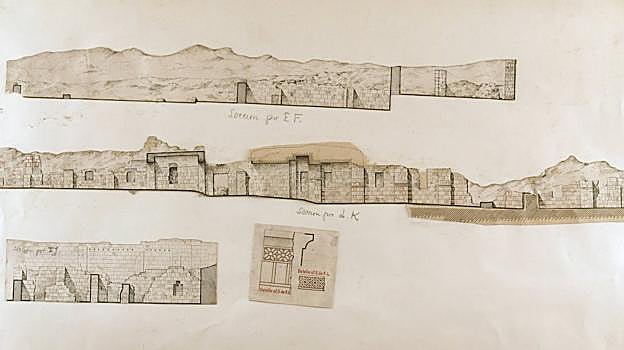 Uno de los dibujos sobre Medina Azahara que conserva la Real Academia de San Fernando