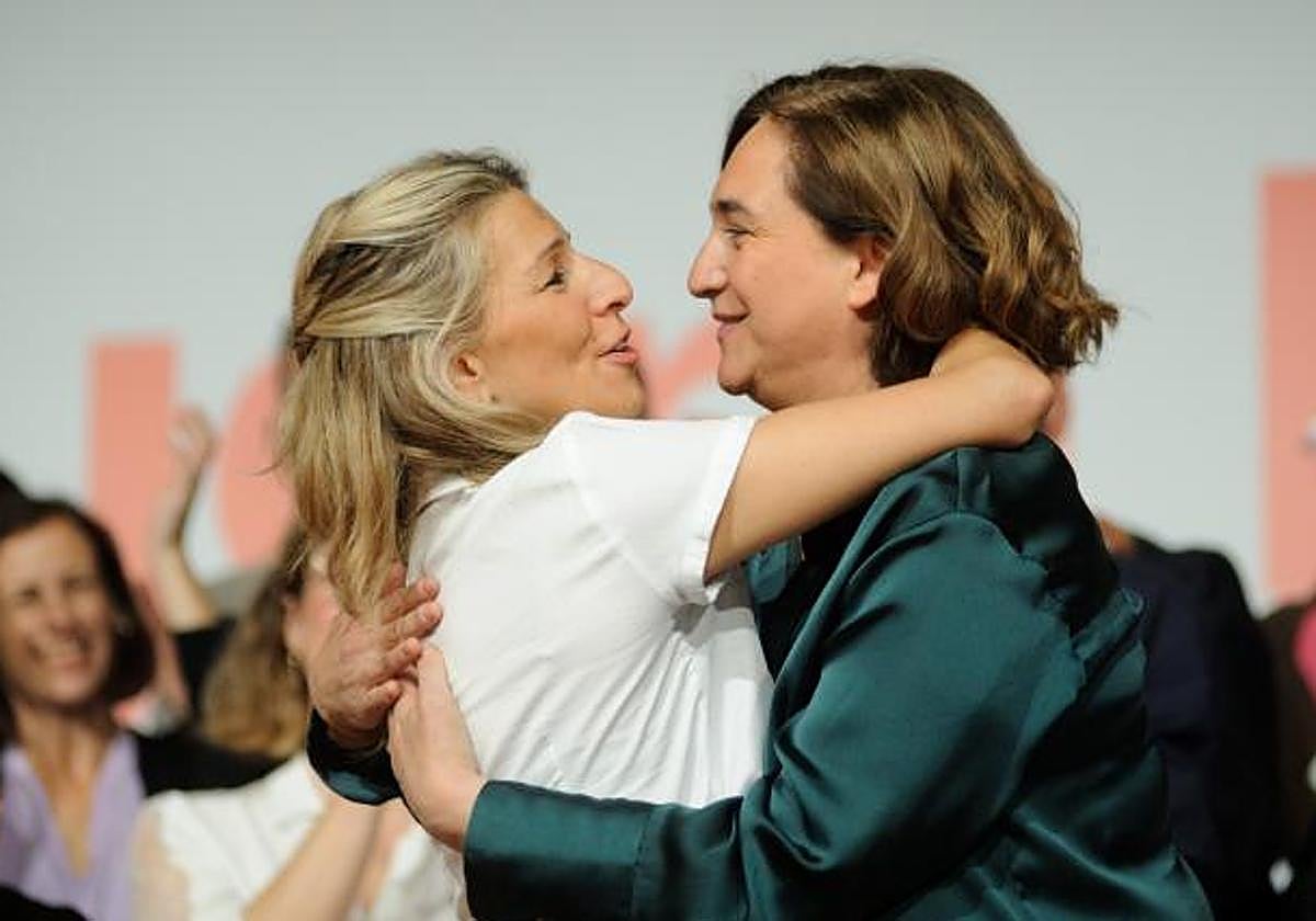 Yolanda Díaz y Ada Colau en la presentación de Sumar el pasado 1 de abril