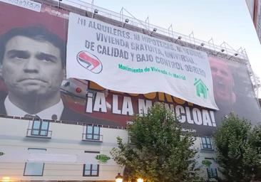 Desokupa retira la lona contra Sánchez del centro de Madrid tras ser boicoteada: «Esto no es una derrota»