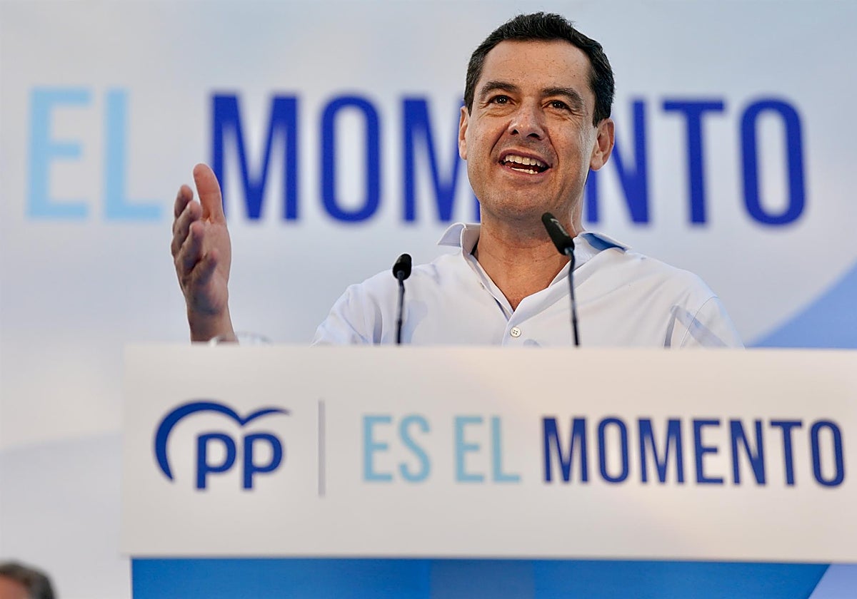 Juanma Moreno, durante una intervención en la campaña electoral