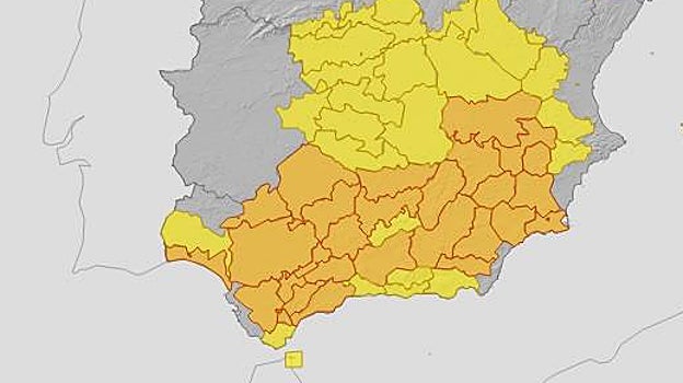 Mapa de avisos para el miércoles