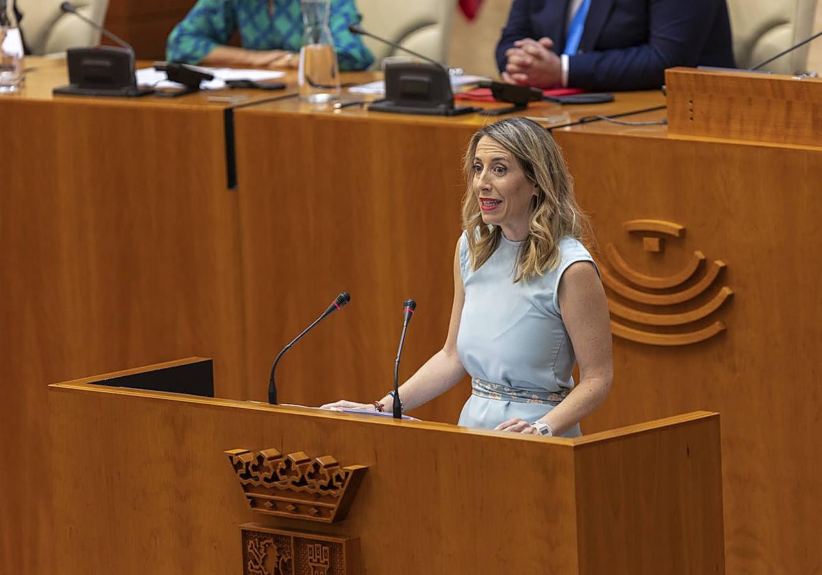 María Guardiola, durante su discurso de investidura