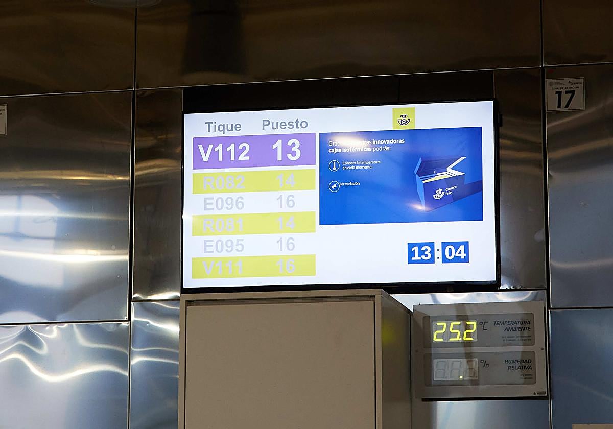 Un panel en una oficina de Correos