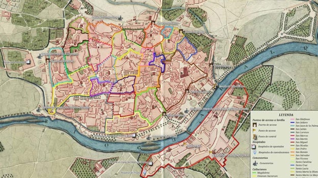 Mapa de Sevilla en el siglo XVI ante las pandemias