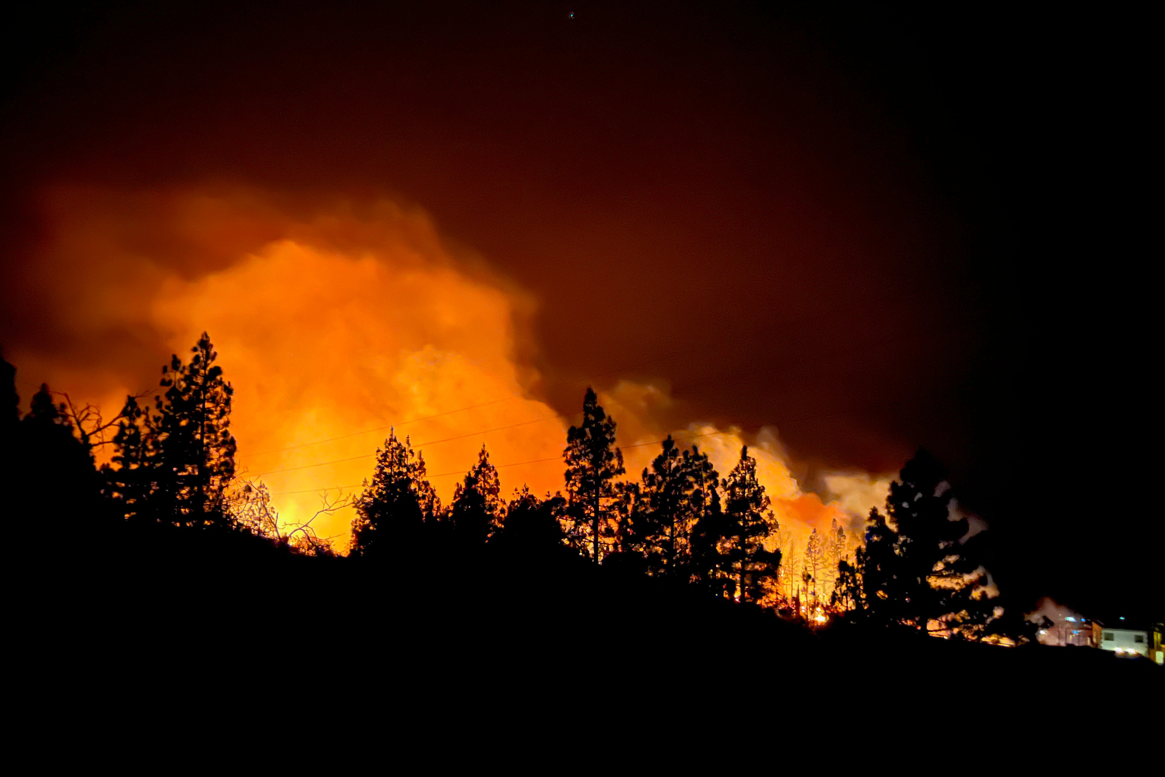 Imagen del incendio declarado en Puntagorda, La Palma, el pasado viernes por la noche