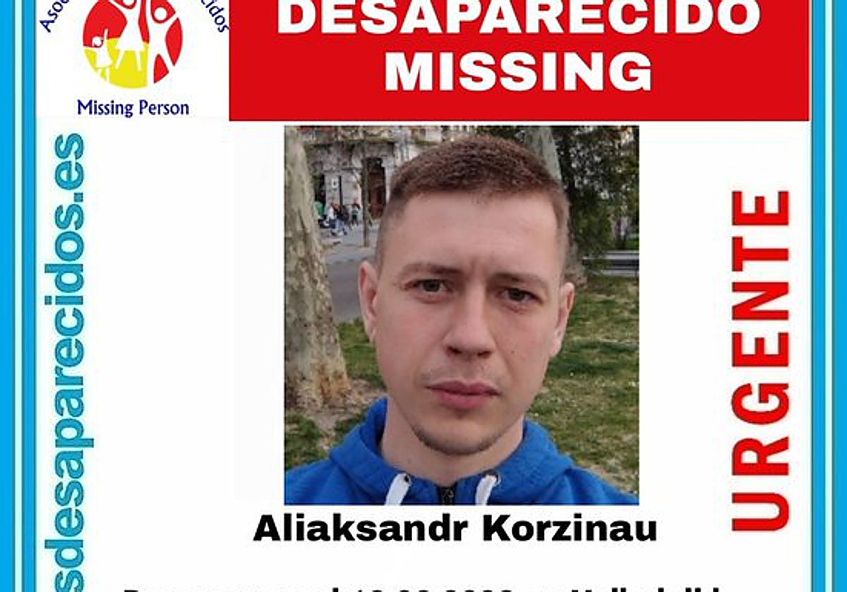 Imagen del joven desaparecido en Valladlid en el cartel de SOS Desaparecidos