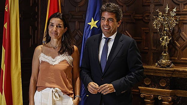 Imagen de la reunión entre Ruth Merino y Carlos Mazón este miércoles en el Palau de la Generalitat